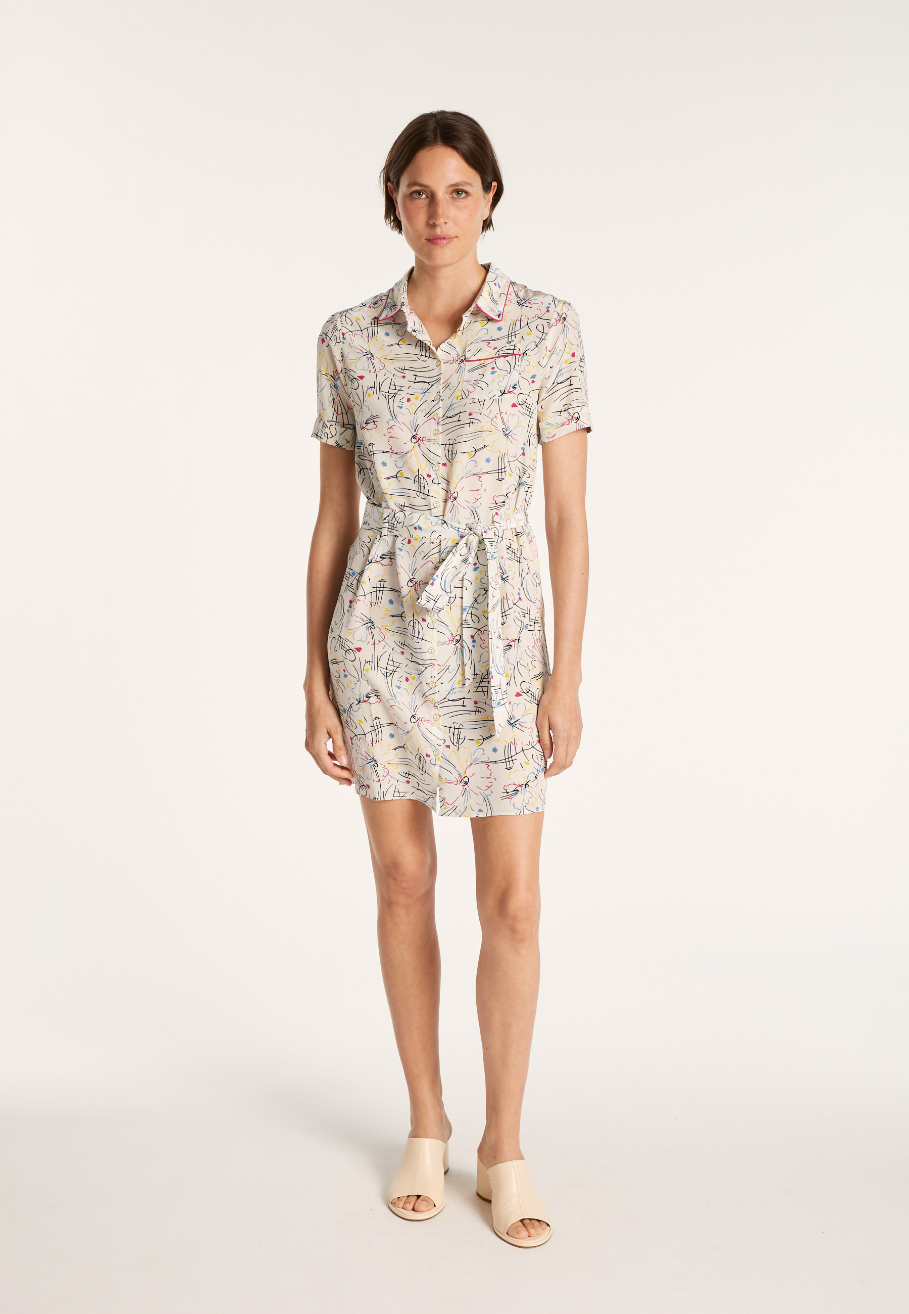 Robe chemise en crêpe de soie Maison Montagut x Maison Martin Morel - Jade 6574 multico - 86 Multicolore