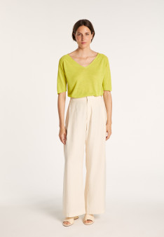 T-shirt en lin manches coudes - Bonbon 6883 flamine - 15 Orange