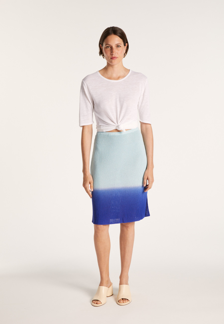 Linen viscose straight skirt - Coral