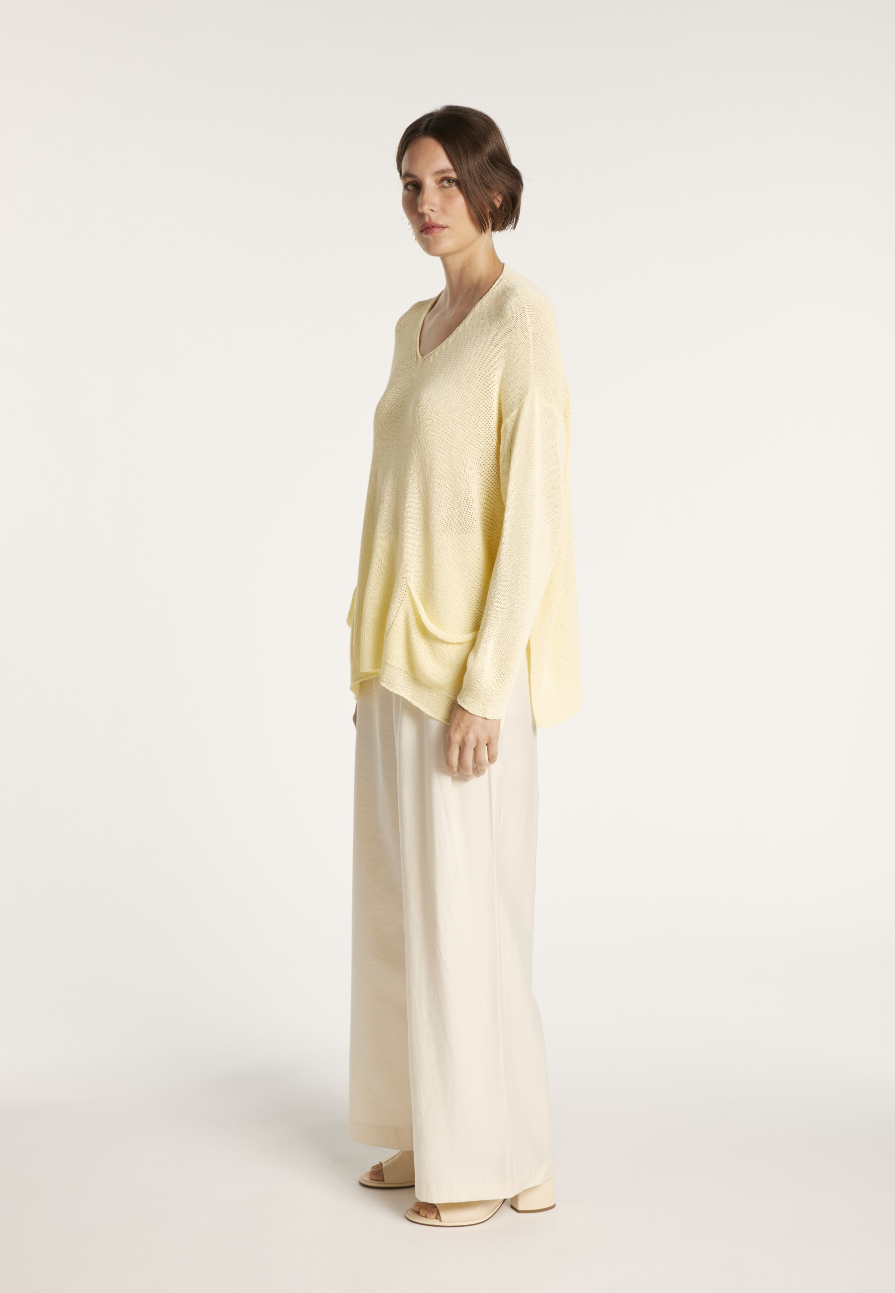 Pull ample col V - Nima 6462 mimosa - 08 jaune