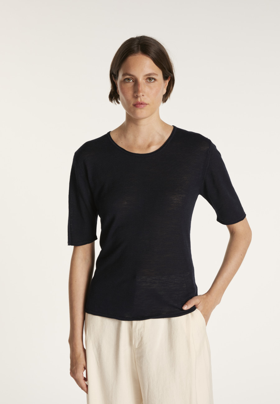 Round-neck T-shirt with elbow-length sleeves - MADY
