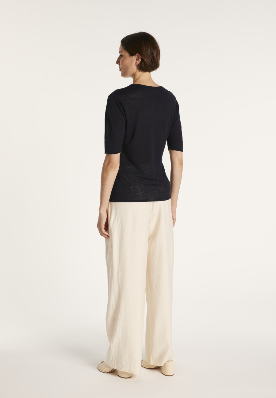 Round-neck T-shirt with elbow-length sleeves - MADY