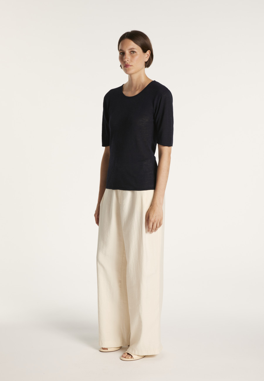 Round-neck T-shirt with elbow-length sleeves - MADY