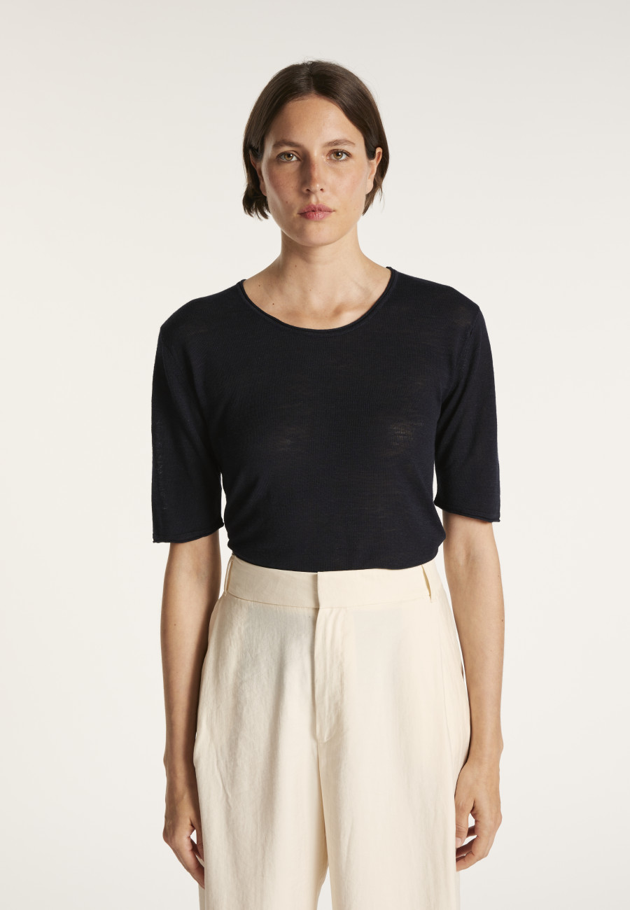 Round-neck T-shirt with elbow-length sleeves - MADY