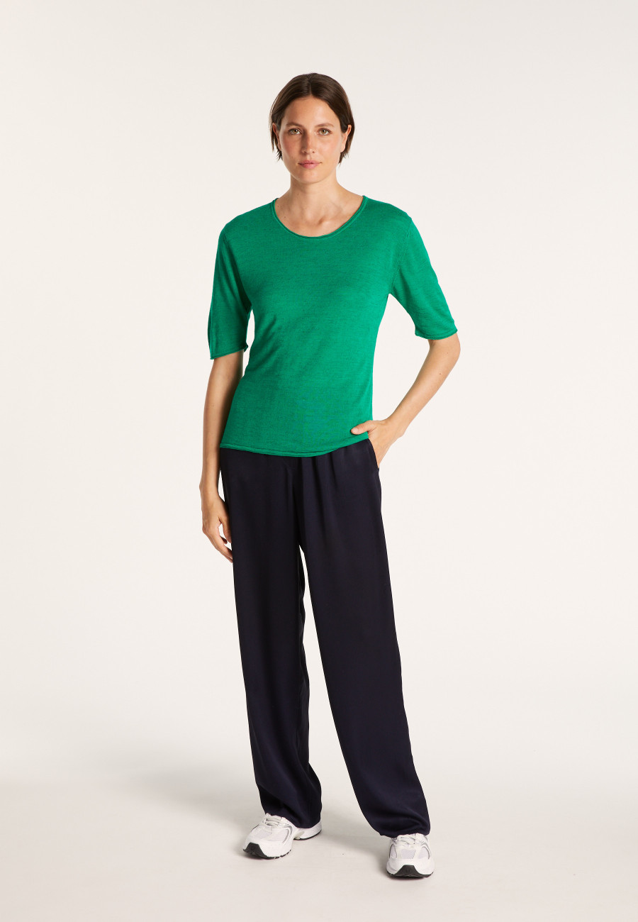 Round-neck T-shirt with elbow-length sleeves - MADY