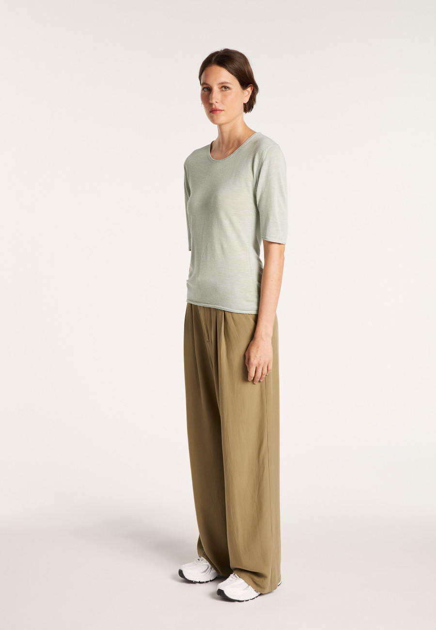 Round-neck T-shirt with elbow-length sleeves - MADY