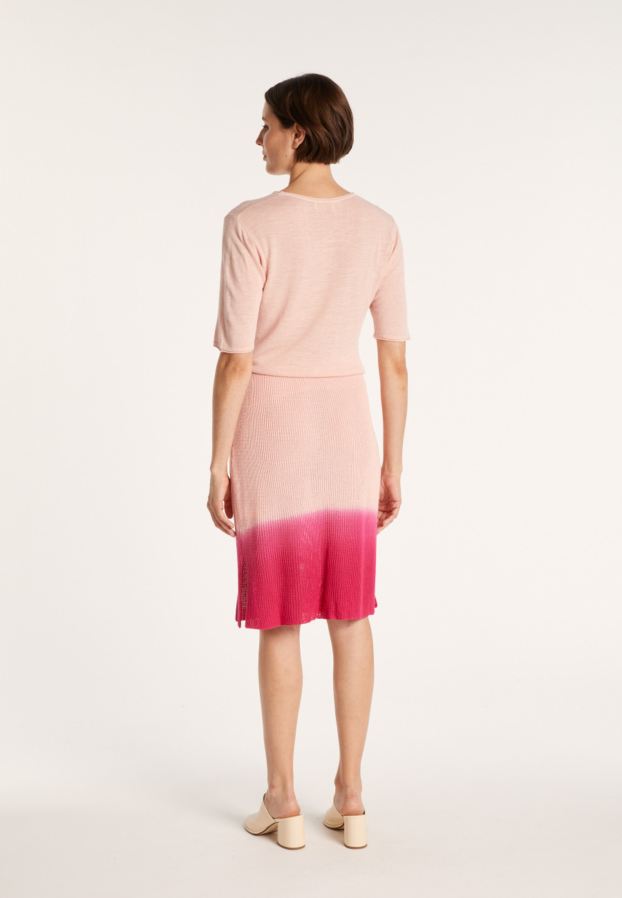 Camiseta gola redonda em linho flamejado com mangas cotovelo - Mady