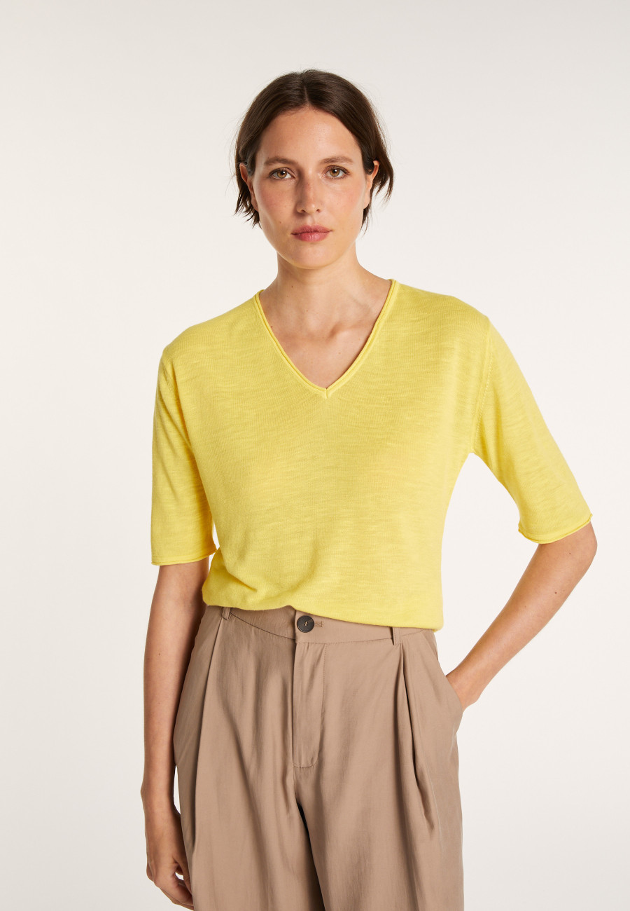 Plain V-neck T-shirt - Mel