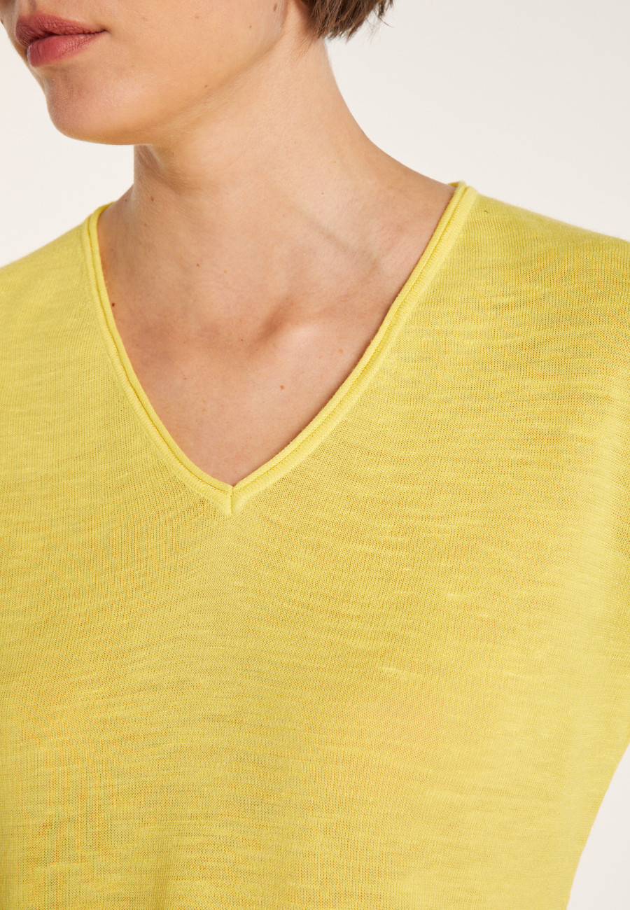 Plain V-neck T-shirt - Mel