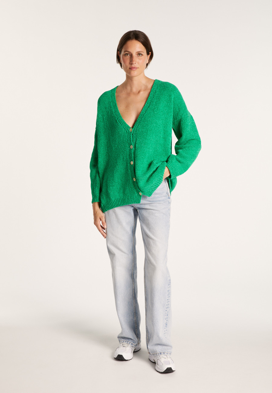 Loose cardigan in cotton velvet - MOUNIA