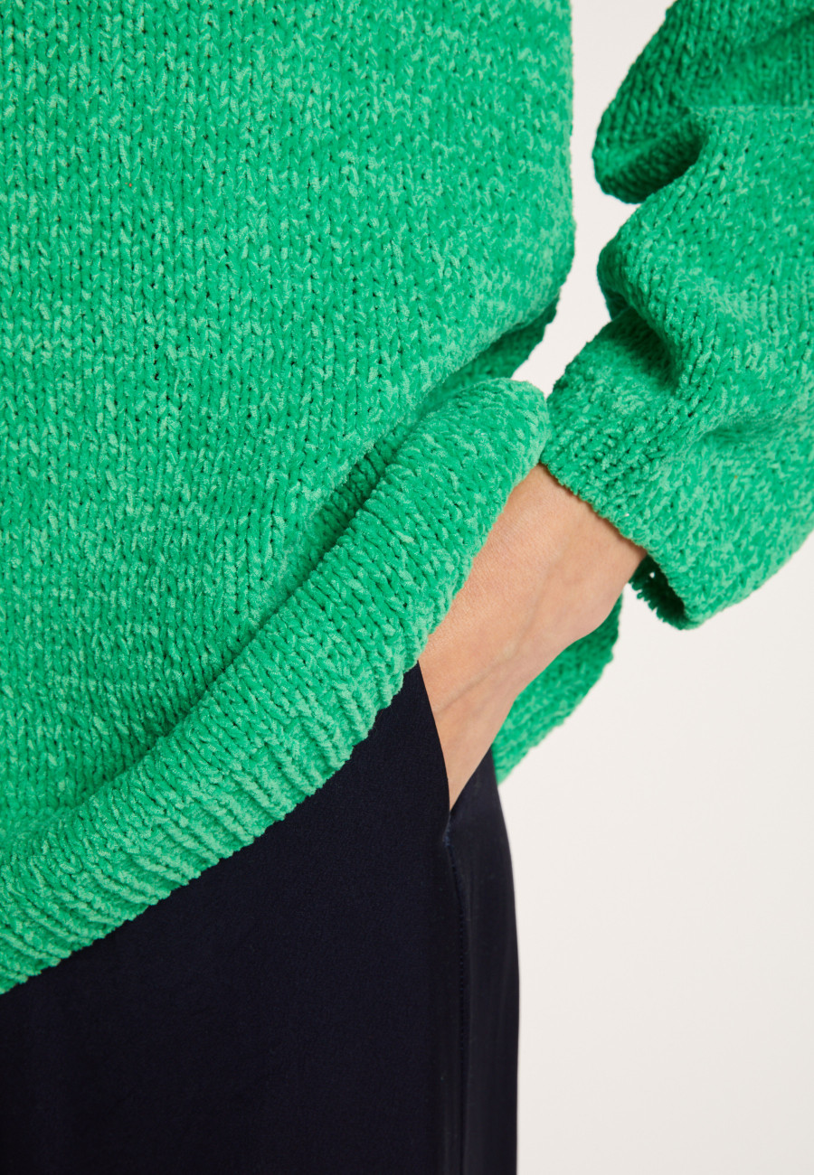 Pull en velours de coton grand col V - Mariette