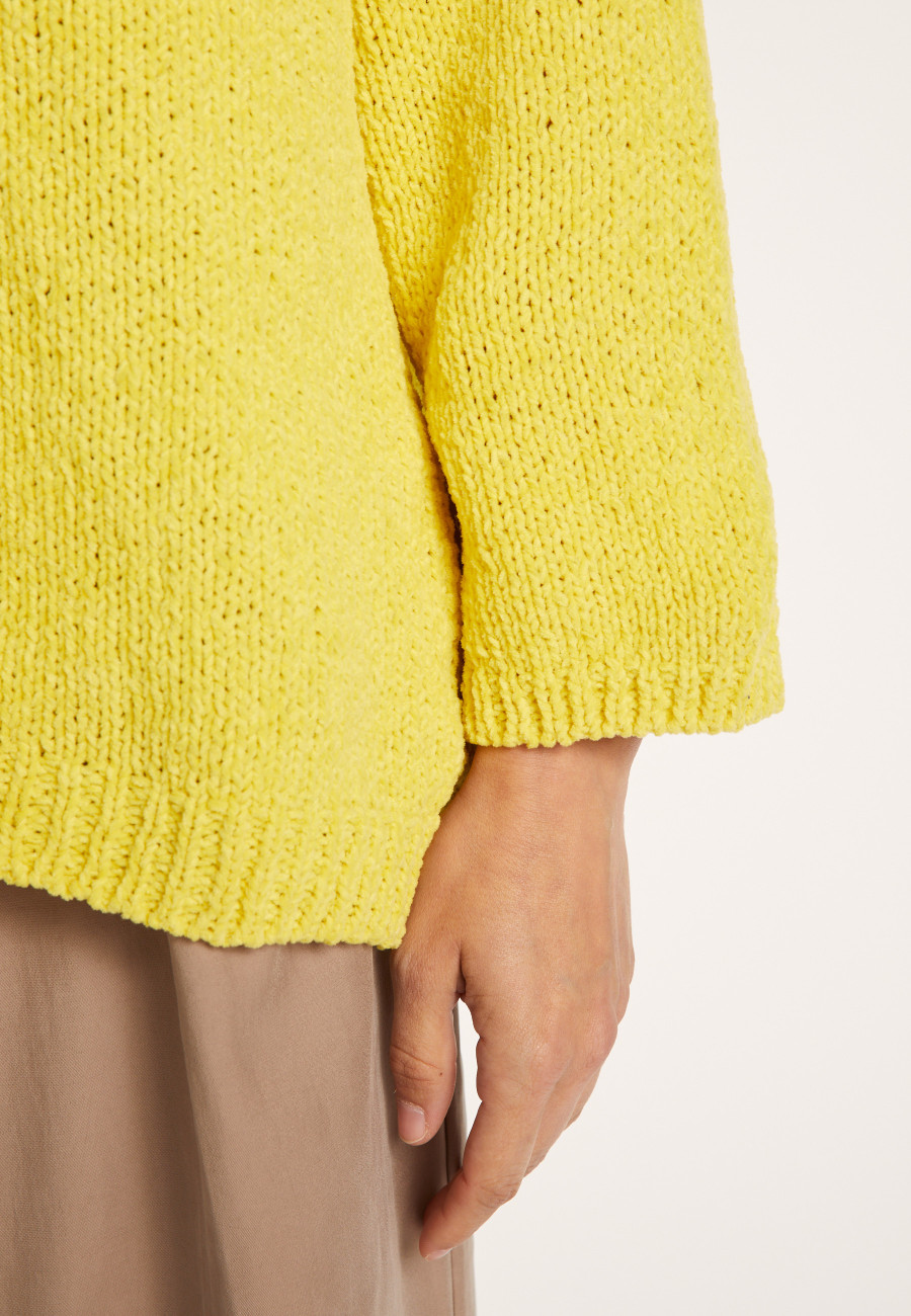 Pull en velours de coton grand col V - Mariette