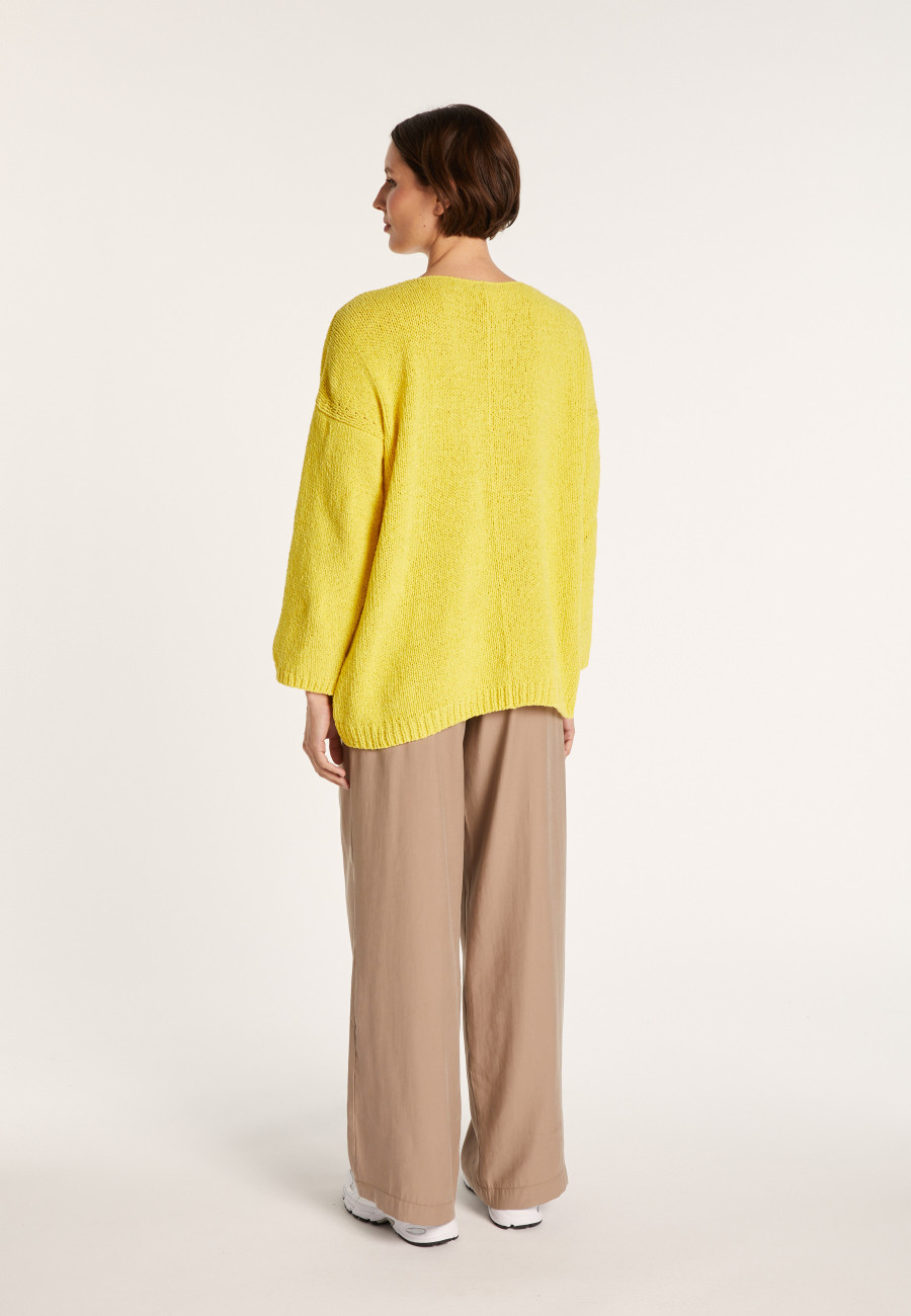 Pull en velours de coton grand col V - Mariette