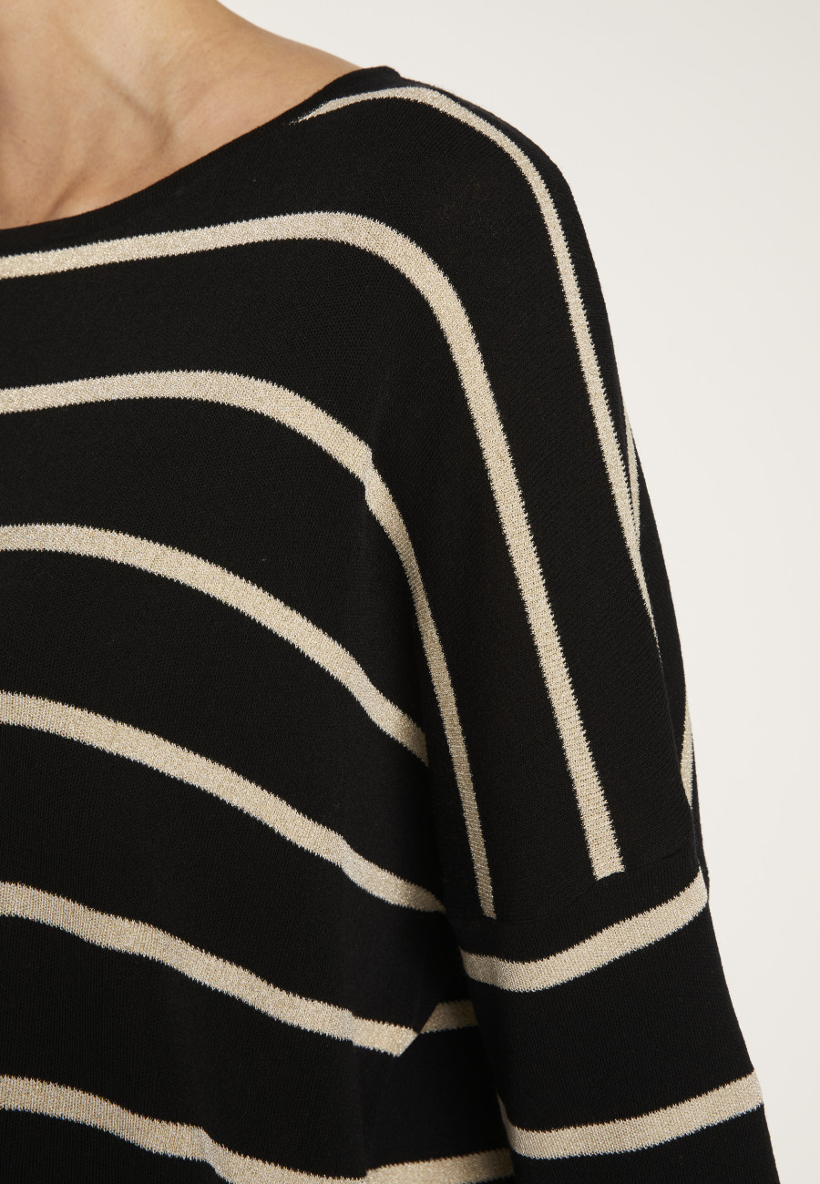 Suéter de gola redonda de linho listrado - Mariah