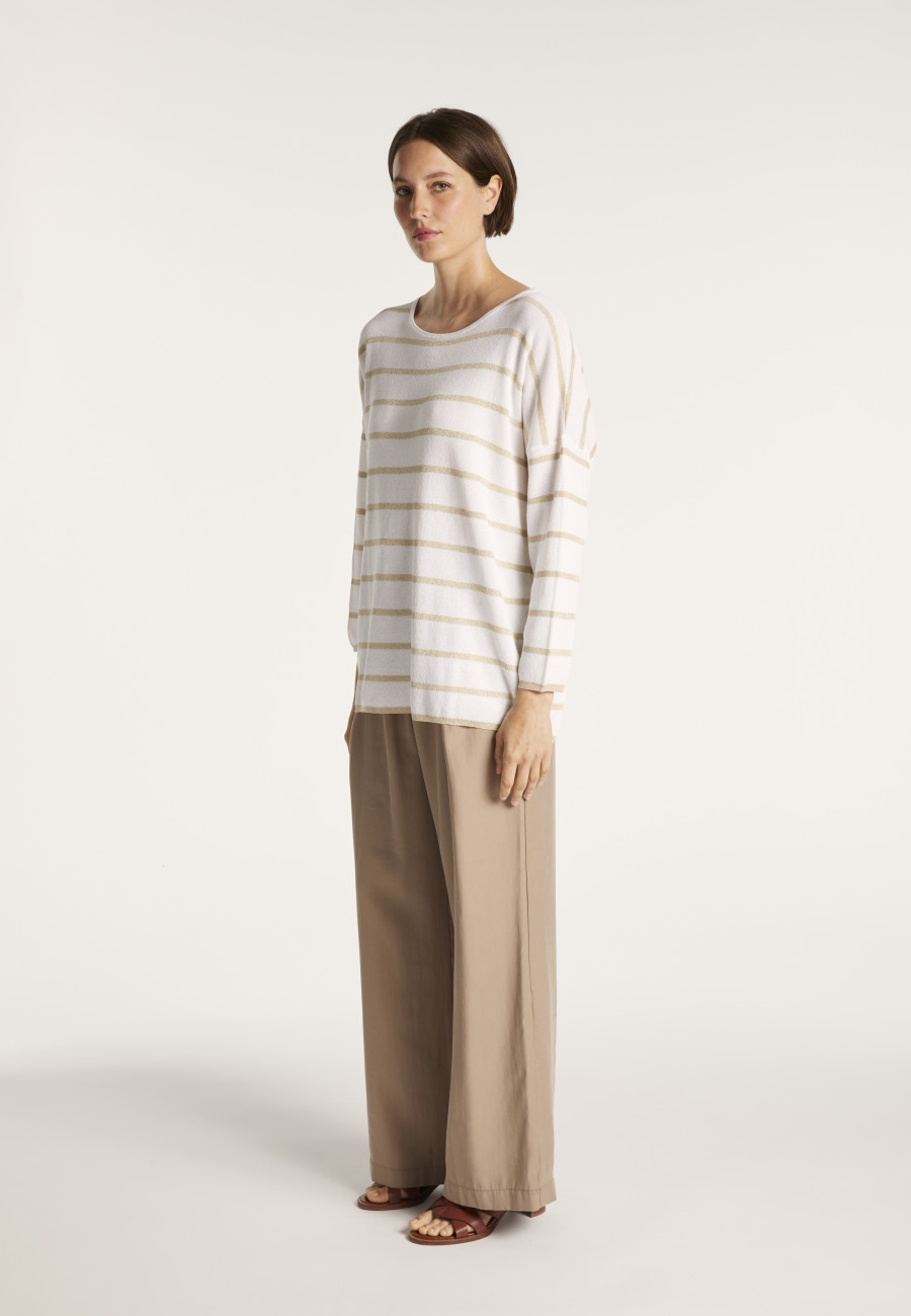 Suéter de gola redonda de linho listrado - Mariah