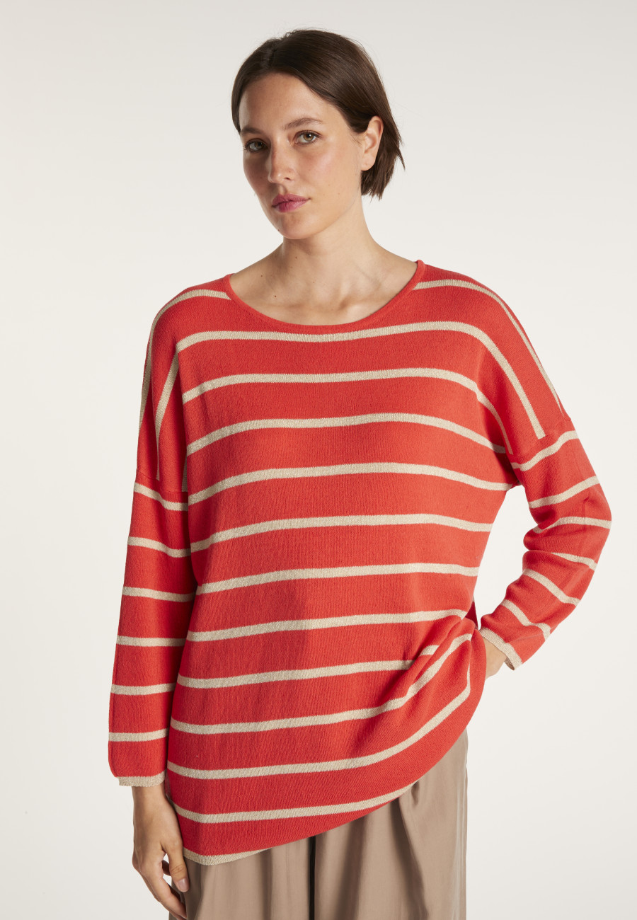 Pull rayé col rond en lin flammé - Mariah