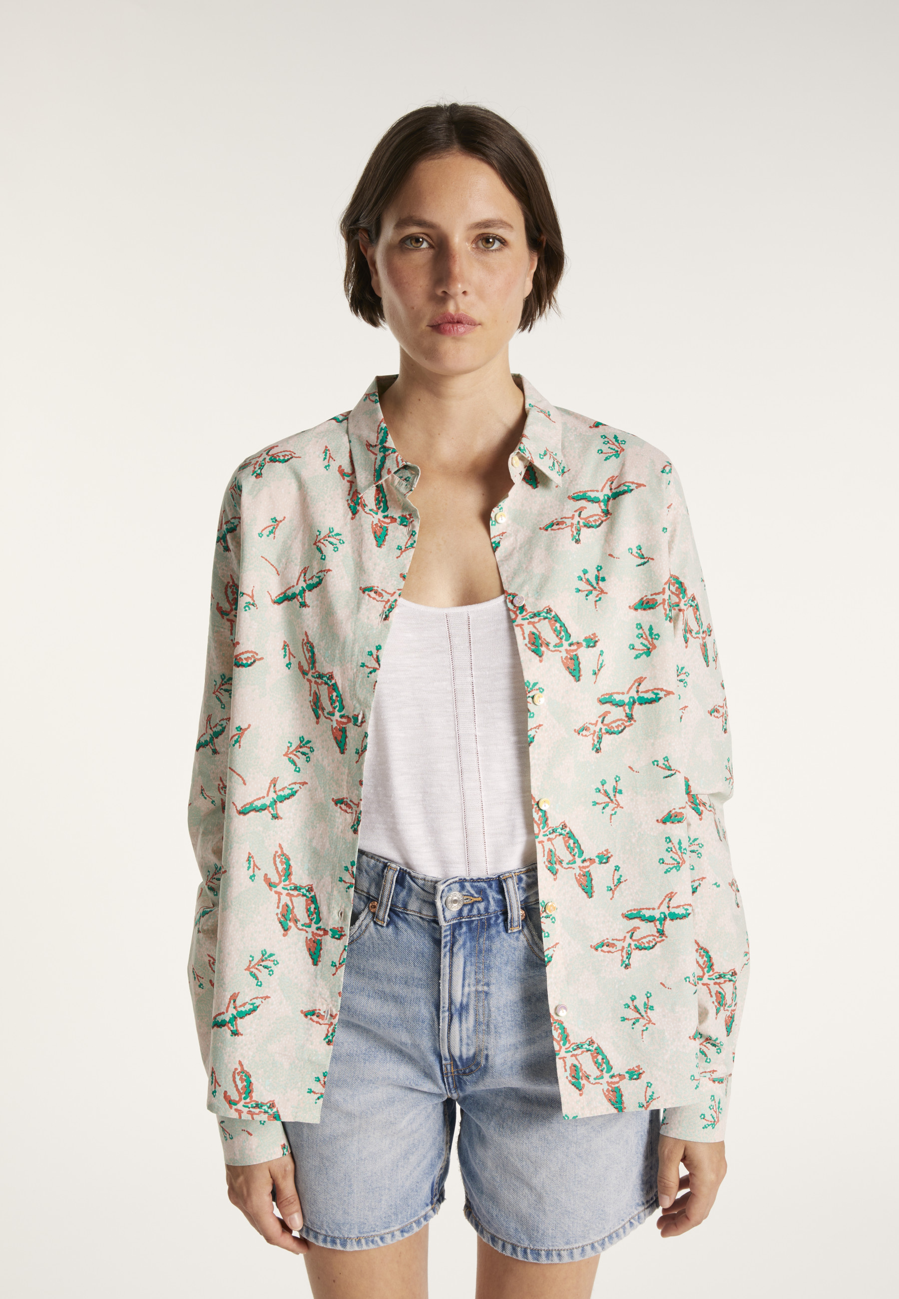 Chemise en coton Maison Montagut x Maison Martin Morel - Malaisie 6573 MMM - 23 Vert clair
