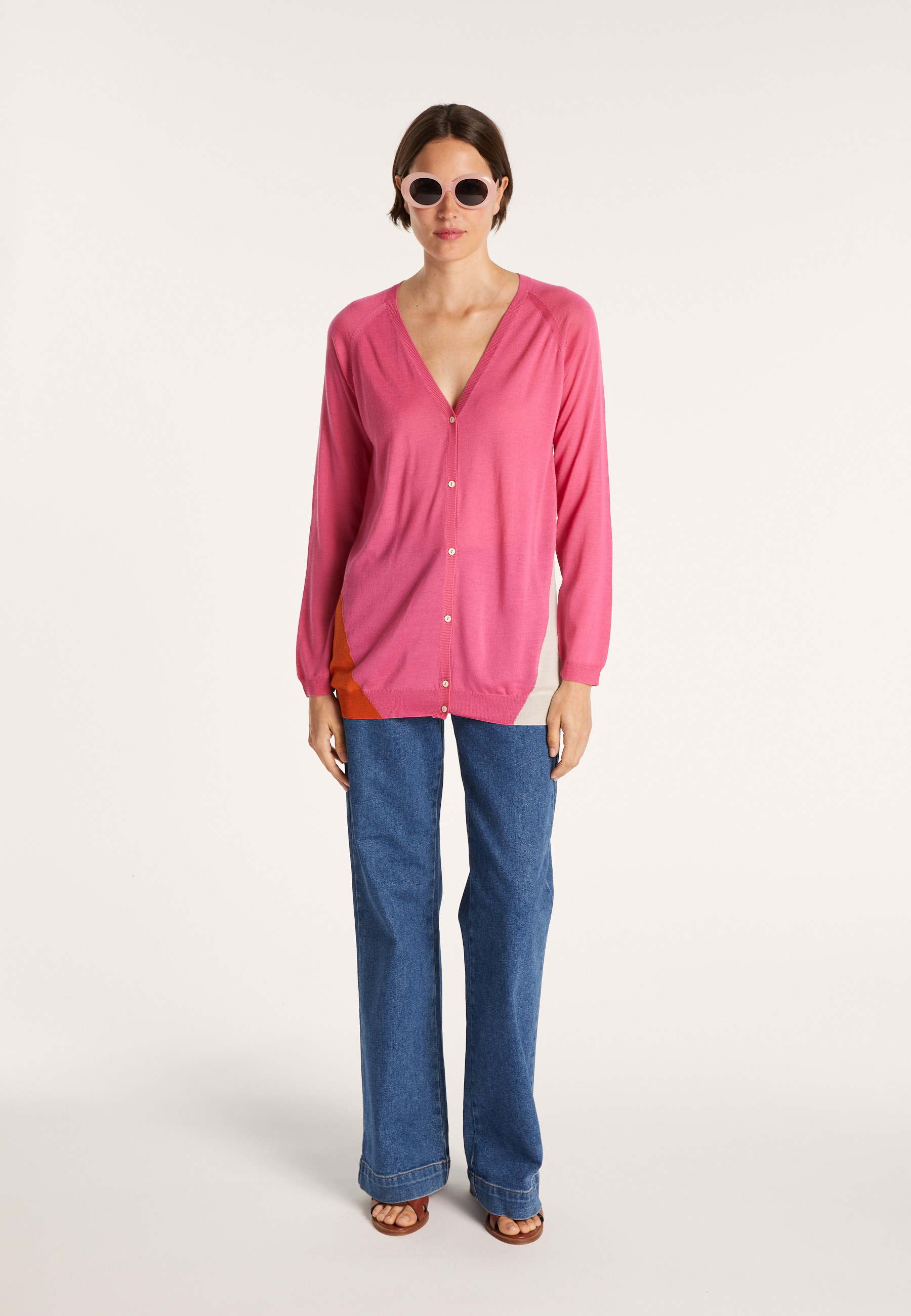 Gilet bicolore col V - Jasmin