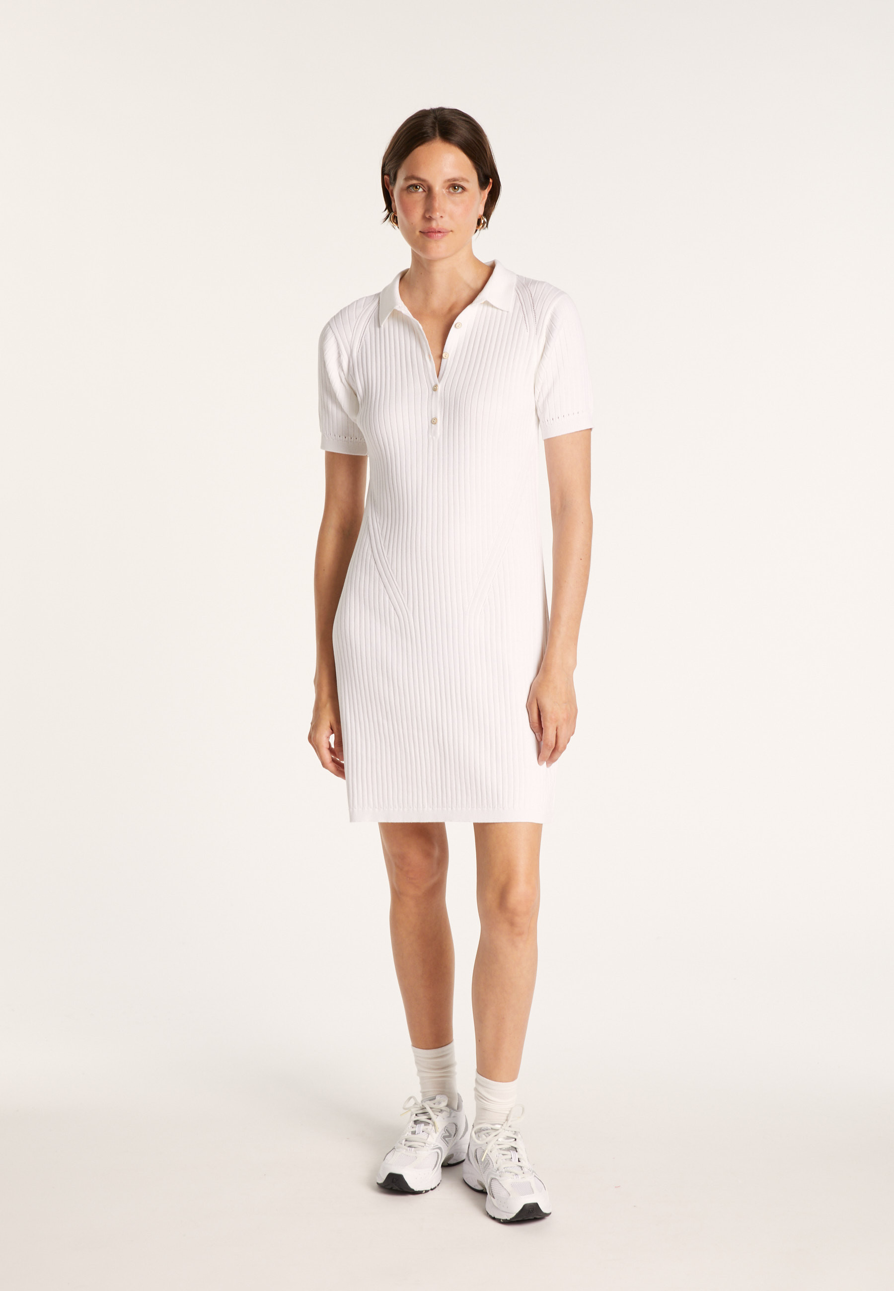 Robe col polo en coton - Jacee 6410 noir - 01 Noir