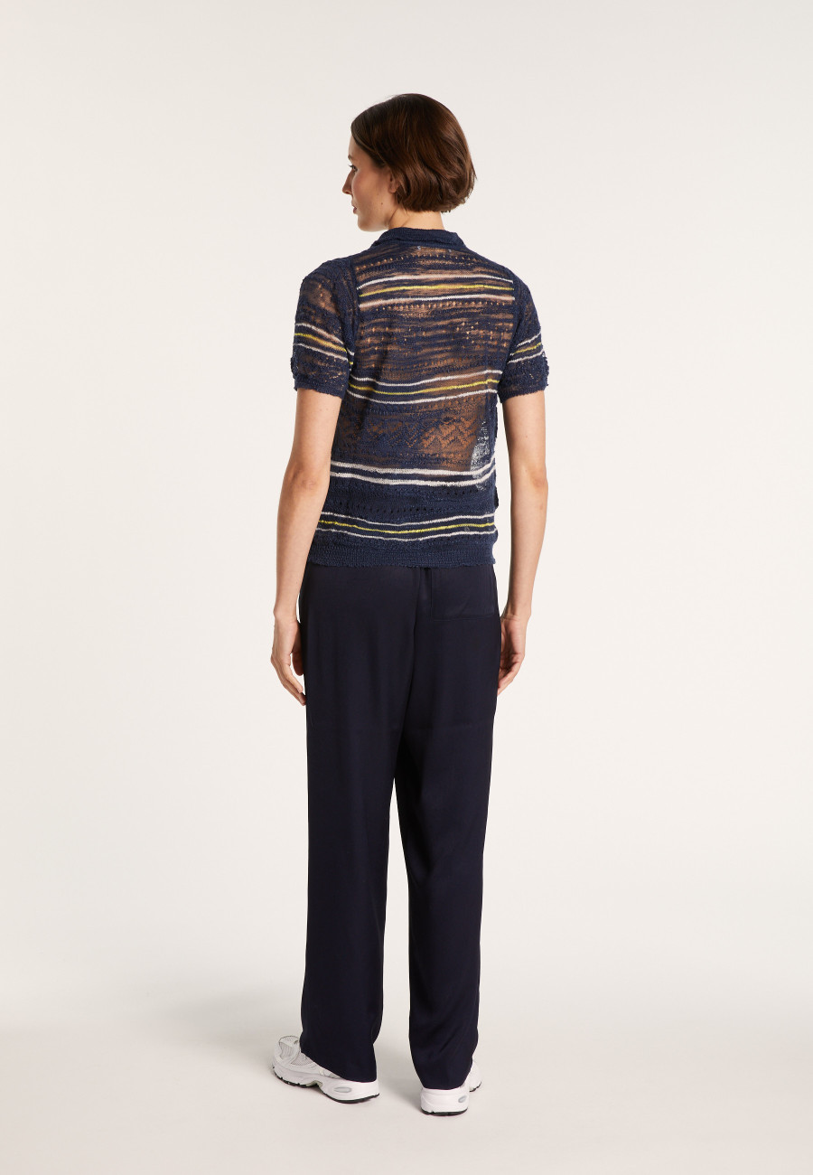 Striped T-shirt with polo collar - JUMELLE