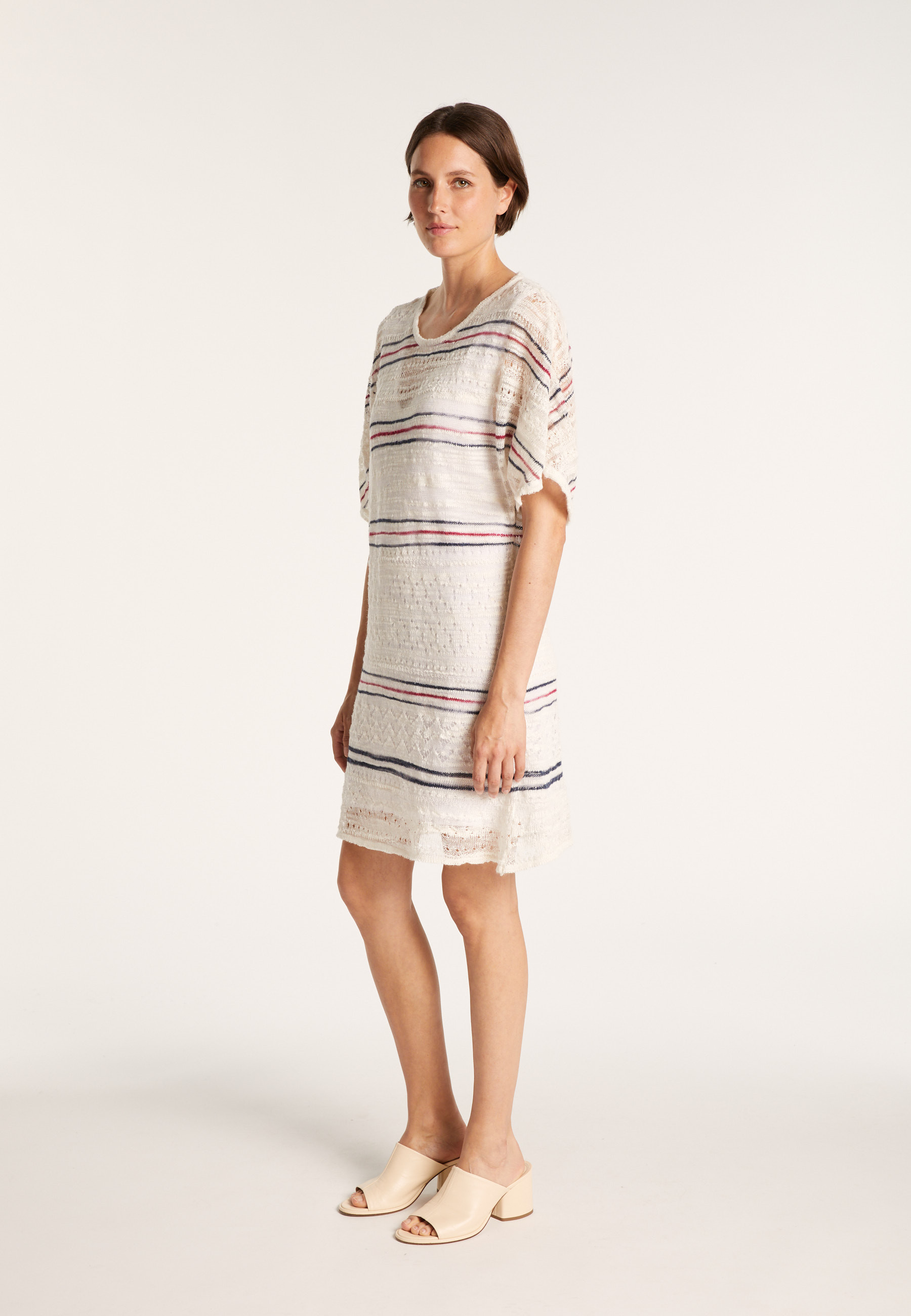 Robe manches courtes - Jasmine 6564 blanc marine fushia - 02 blanc