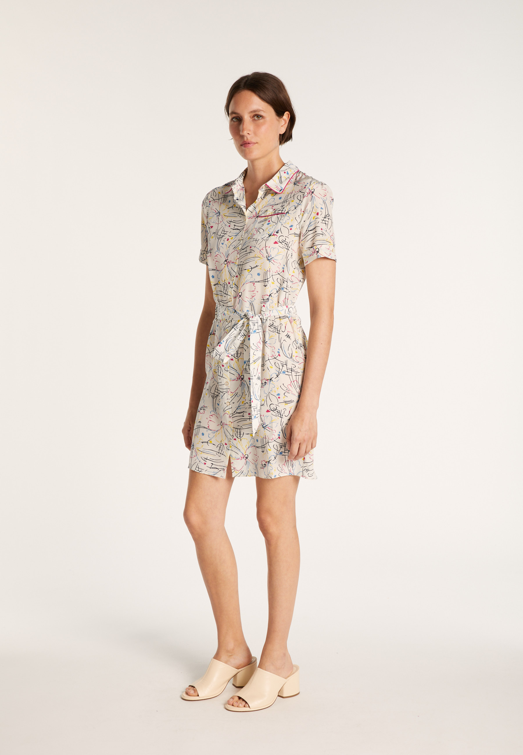 Robe chemise en crêpe de soie Maison Montagut x Maison Martin Morel - Jade 6574 multico - 86 Multicolore