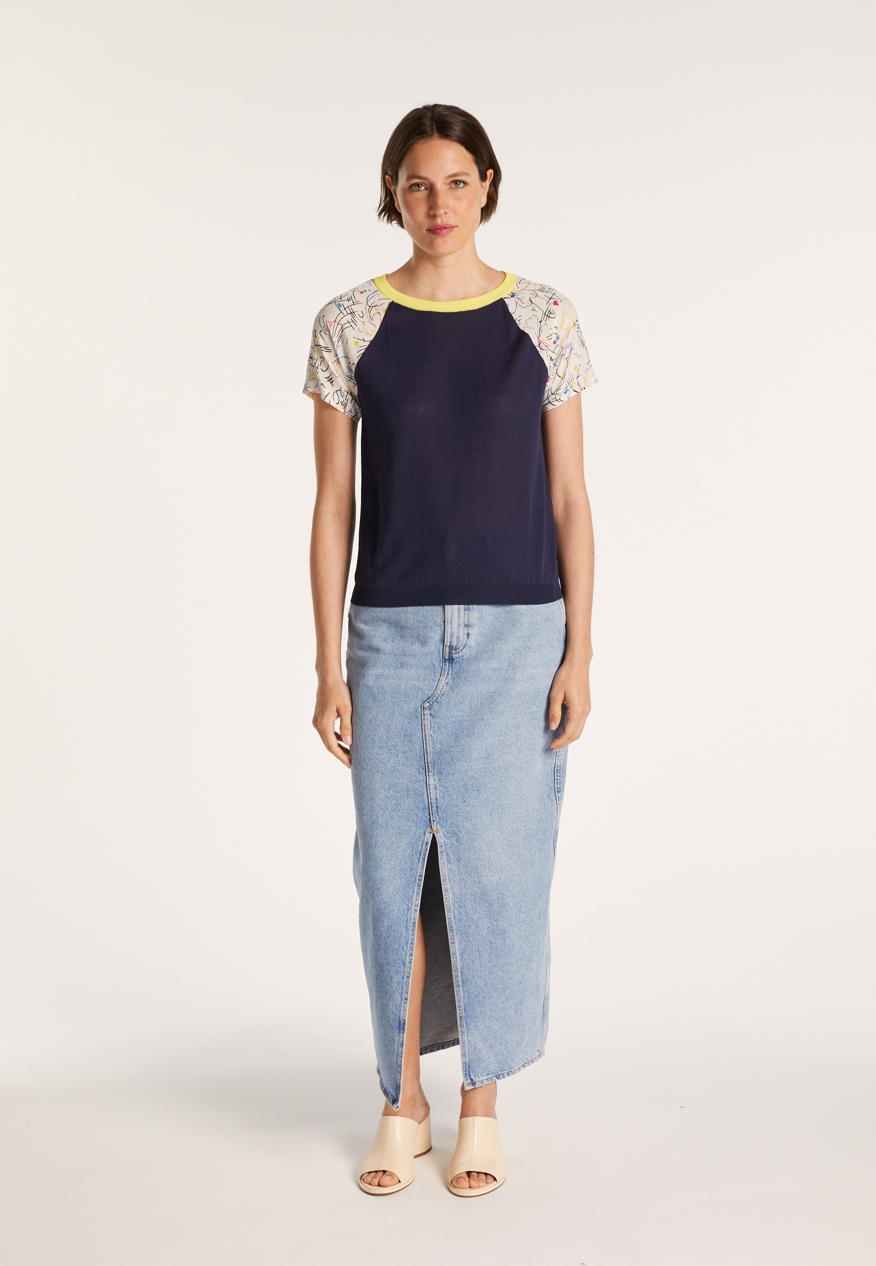 T-shirt bi-matières soie et coton - Jimmy 6579 nymphe fushia - 24 Rose clair