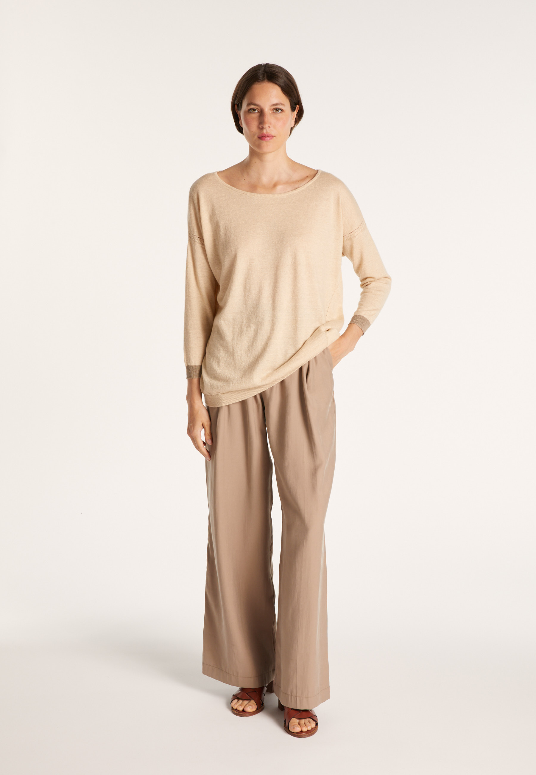 Pull col large en cachemire et lin - Jacotte