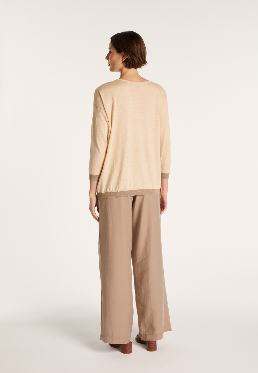 Suéter gola canoa de cashmere e linho - Jacotte