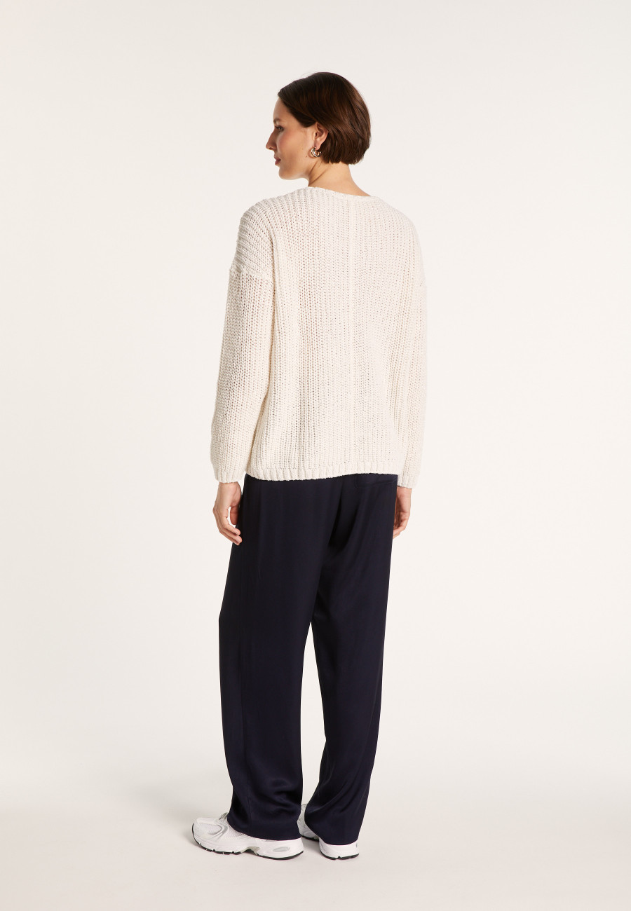 Suéter de malha canelada com decote em V - Bulle