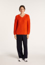 Pull col V en soie laine coton - Bulle 6883 flamine - 15 Orange