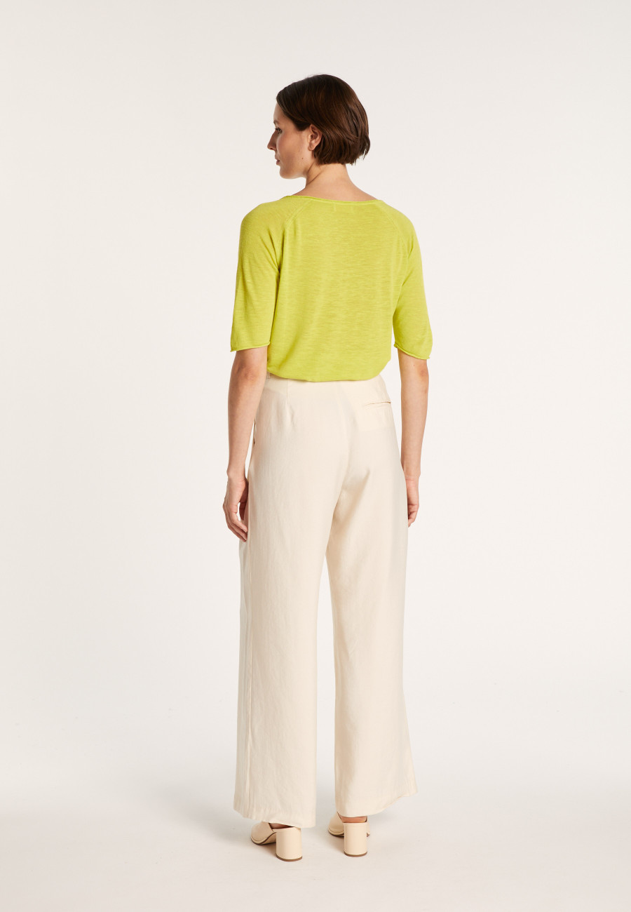 T-shirt en lin flammé manches coudes - Bonbon