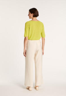 T-shirt en lin manches coudes - Bonbon 6883 flamine - 15 Orange