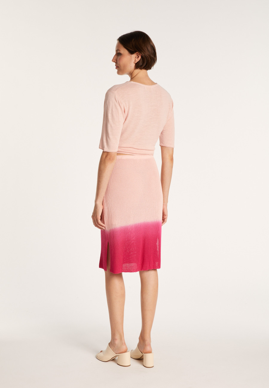 Linen viscose straight skirt - Coral