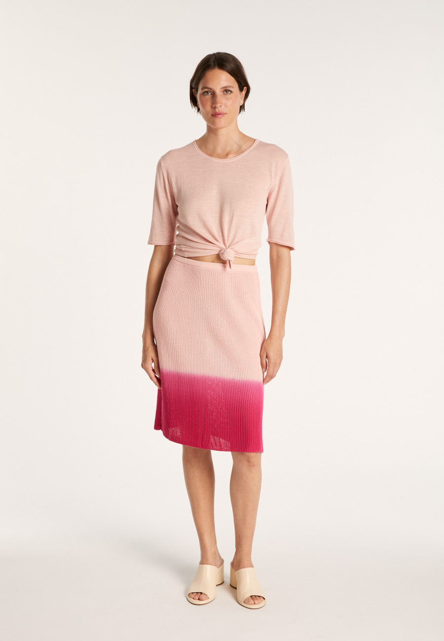 Linen viscose straight skirt - Coral