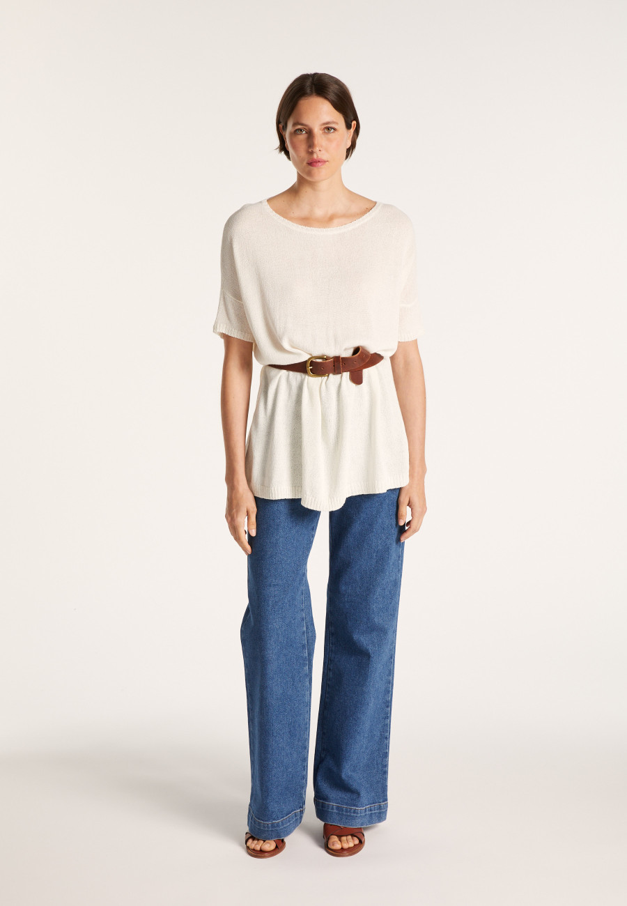 Round-neck viscose crepe T-shirt - Bibiche