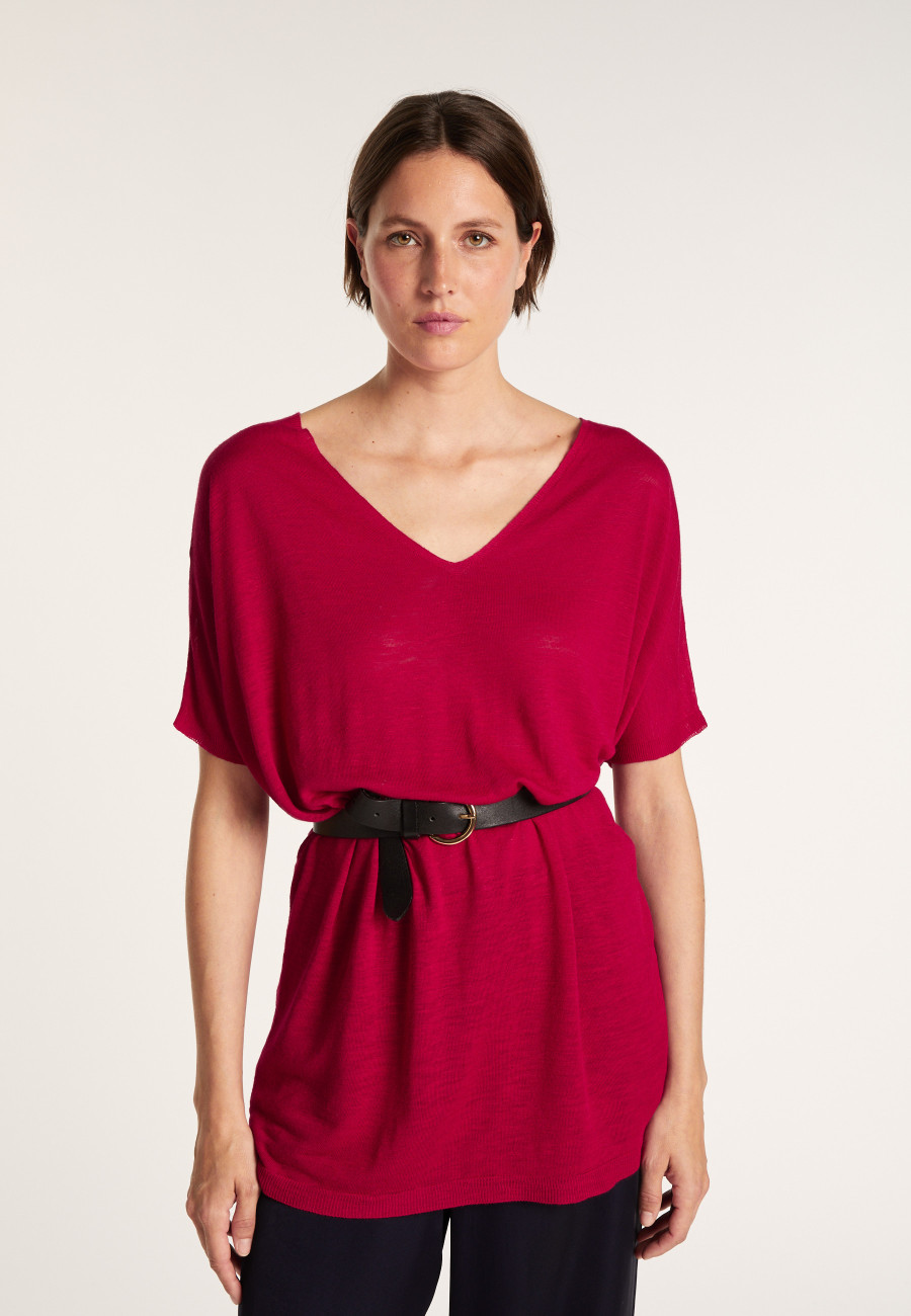 T-shirt long en lin flammé - Bil