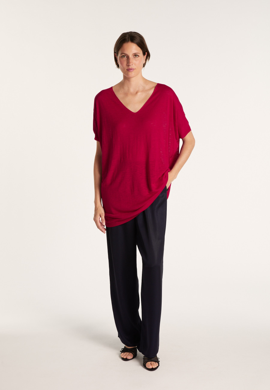 T-shirt long en lin flammé - Bil