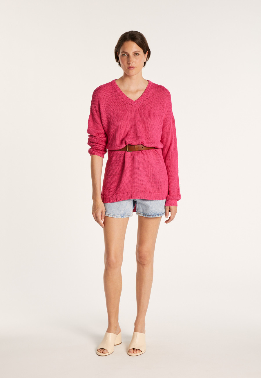 Suéter Tamanho de malha grossa com decote em V - Balata