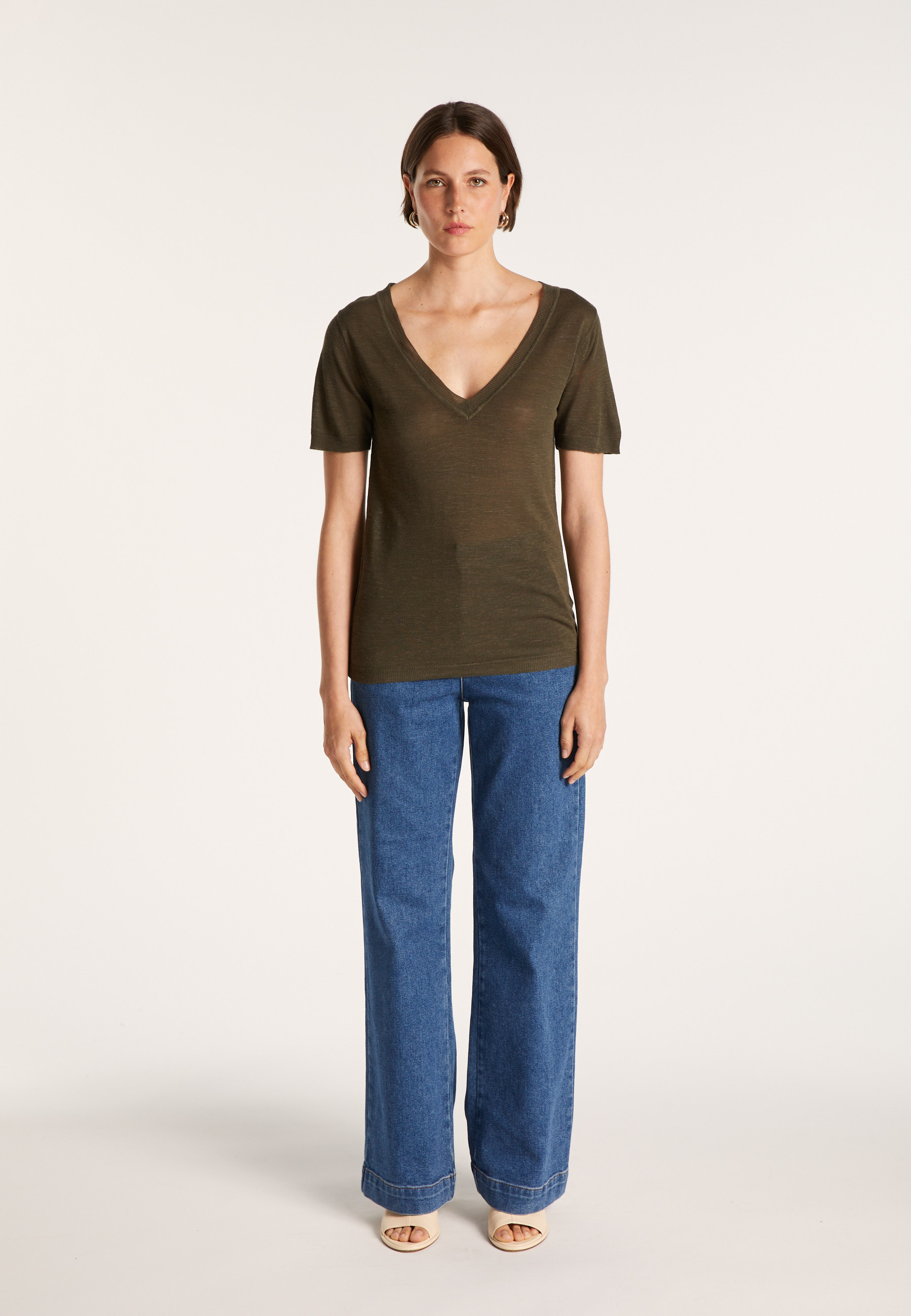 Slub linen V-neck T-shirt - Bountie