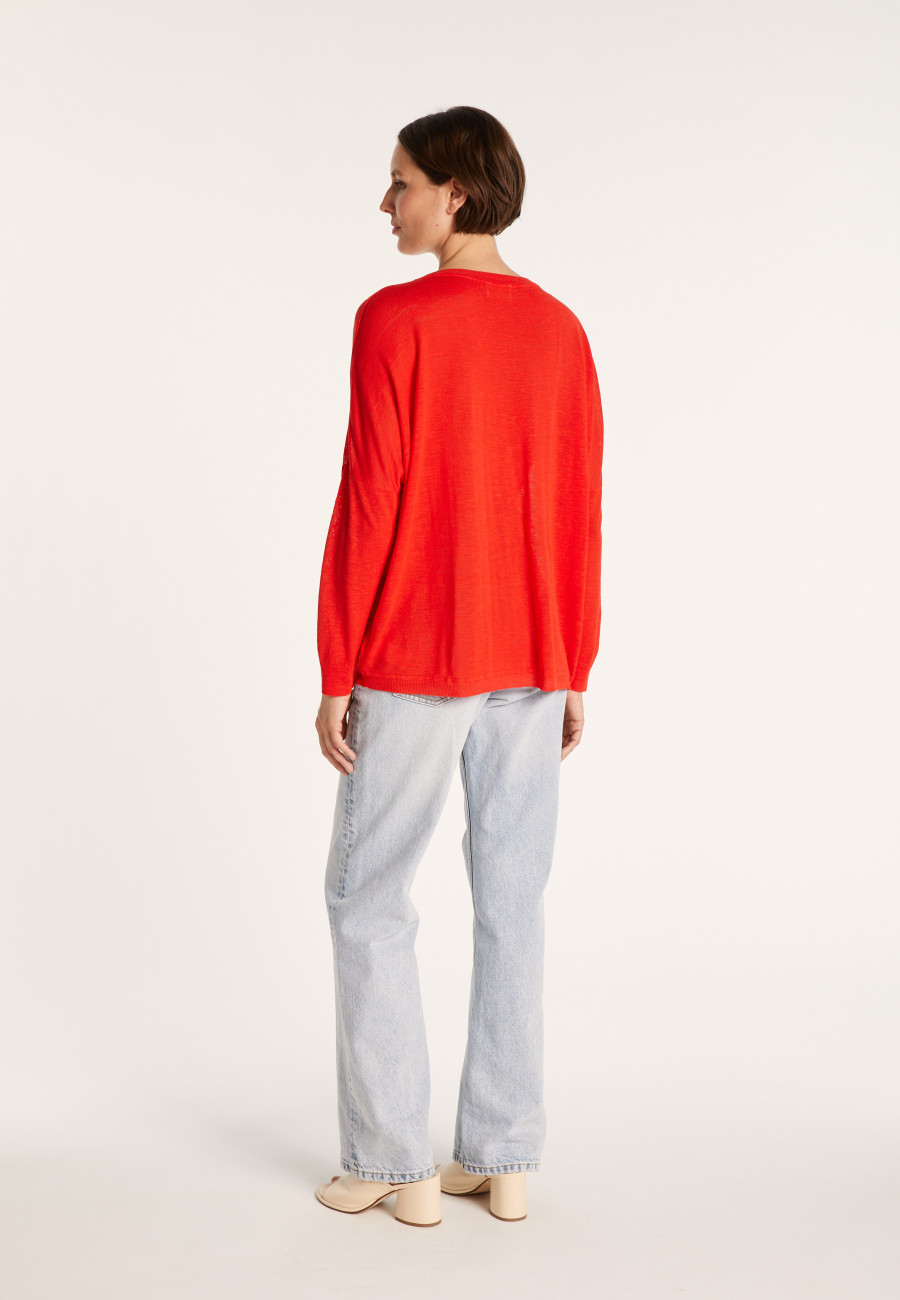 T-shirt ample col v en lin flammé - Beja