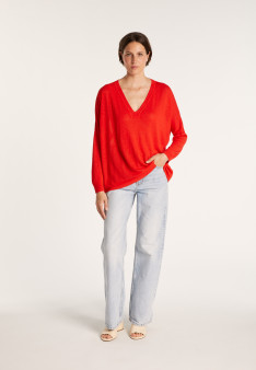 Loose-fit slub linen V-neck T-shirt - Beja