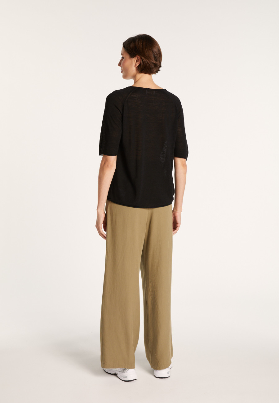 T-shirt manches coudes en lin flammé - Bonbon