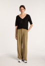 T-shirt manches coudes en lin flammé - Bonbon 7230 epice -  46 Marron clair