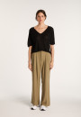 T-shirt manches coudes en lin flammé - Bonbon 7230 epice -  46 Marron clair