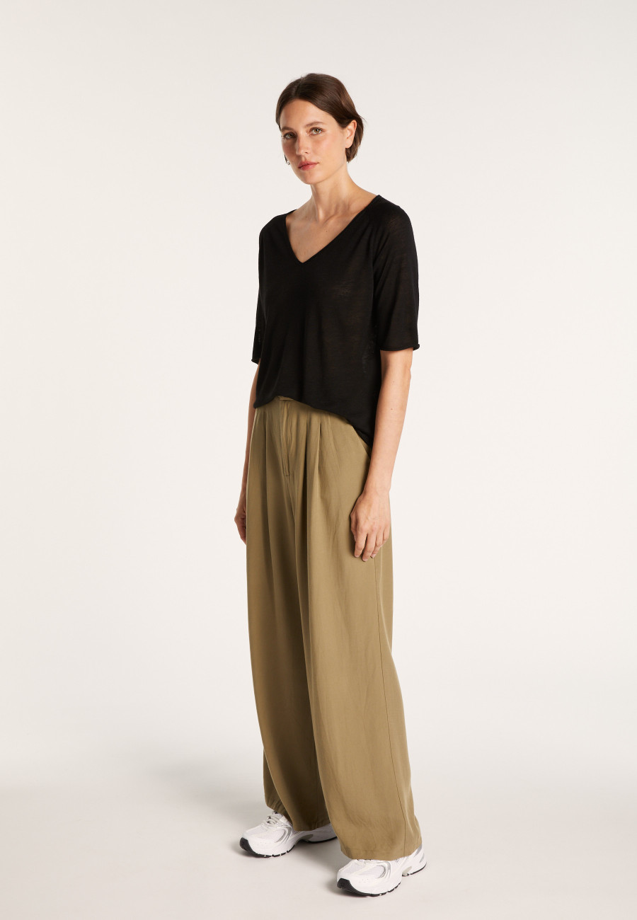 T-shirt manches coudes en lin flammé - Bonbon