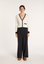 Gilet en coton bio - Alexia 6909 blanc/marine - 02 Blanc