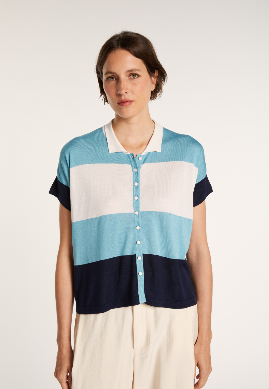 Tricolor natural silk blouse - Alyzée