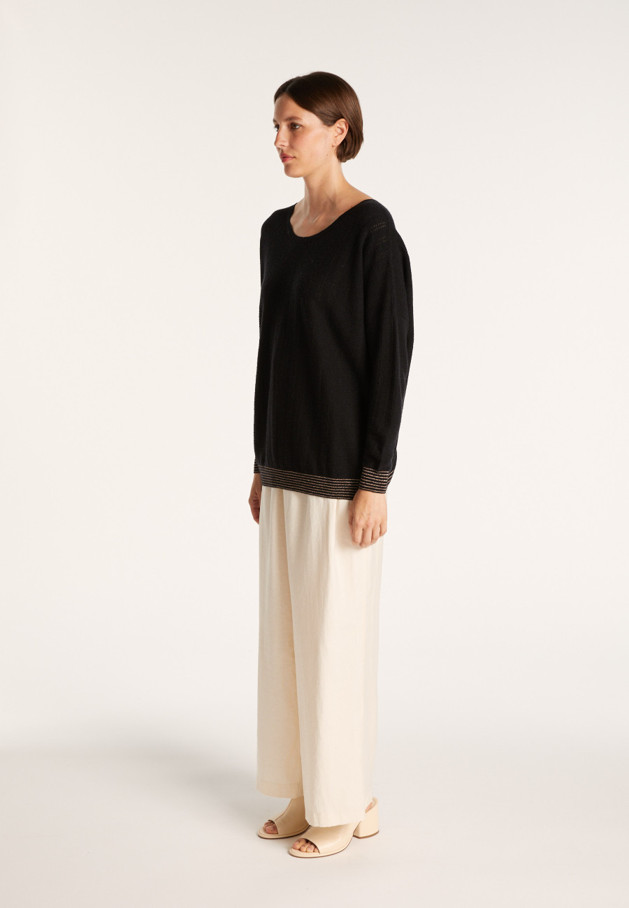 Suéter de cashmere e linho com gola redonda - Ambre