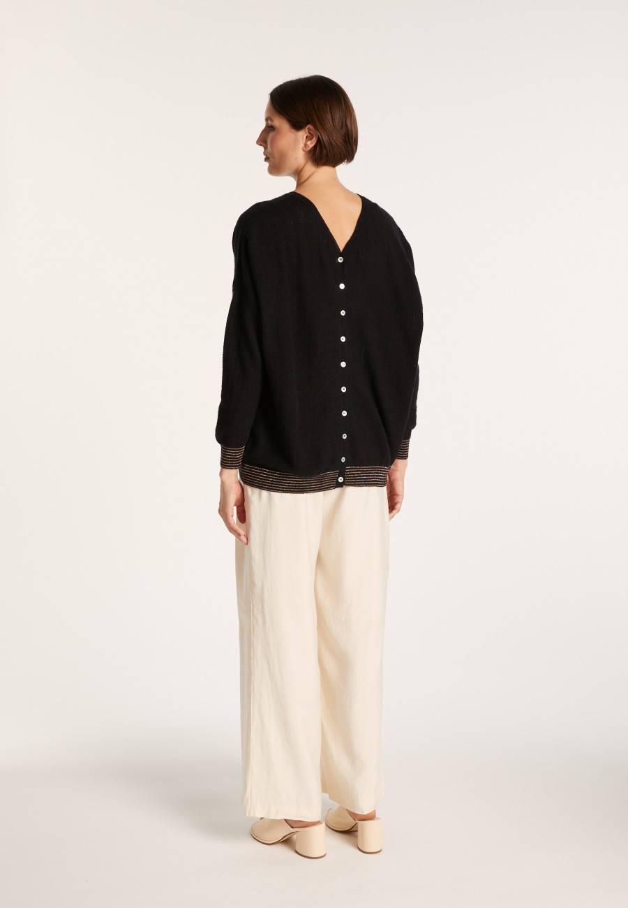 Linen cashmere round neck sweater - Amber